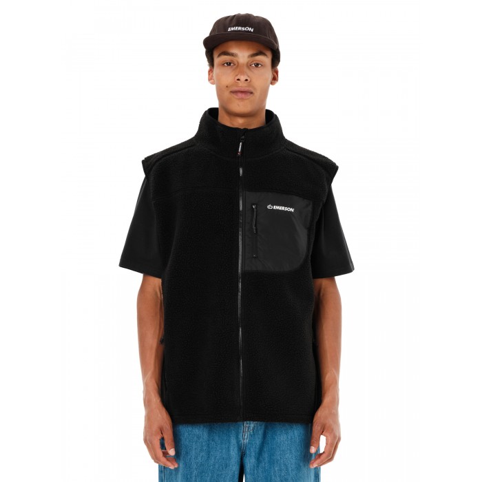 Ζακέτα Fleece Emerson Sherpa 262.EM290.59 BLACK Ζακέτες Ζακέτα Fleece Emerson Sherpa 262.EM290.59 BLACK Ζακέτες