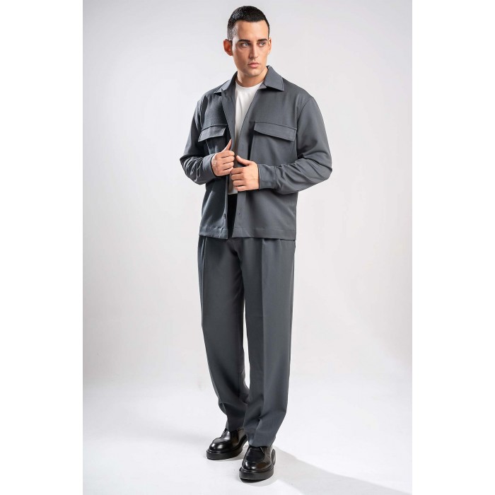Πουκάμισο Overshirt Vittorio 300-2627-ESSENZA GREY Μακρυμάνικα Πουκάμισα