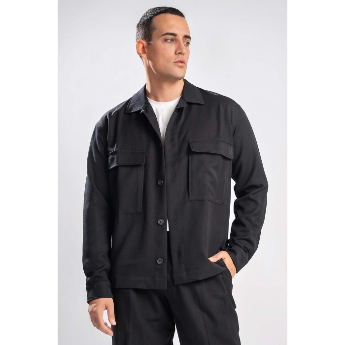 Πουκάμισο Overshirt Vittorio 300-2627-ESSENZA Black Μακρυμάνικα Πουκάμισα