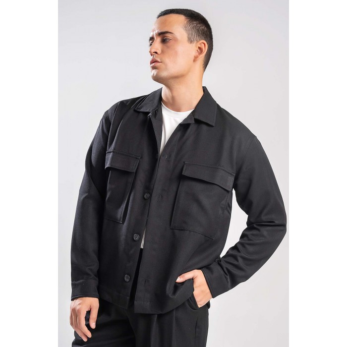 Πουκάμισο Overshirt Vittorio 300-2627-ESSENZA Black Μακρυμάνικα Πουκάμισα