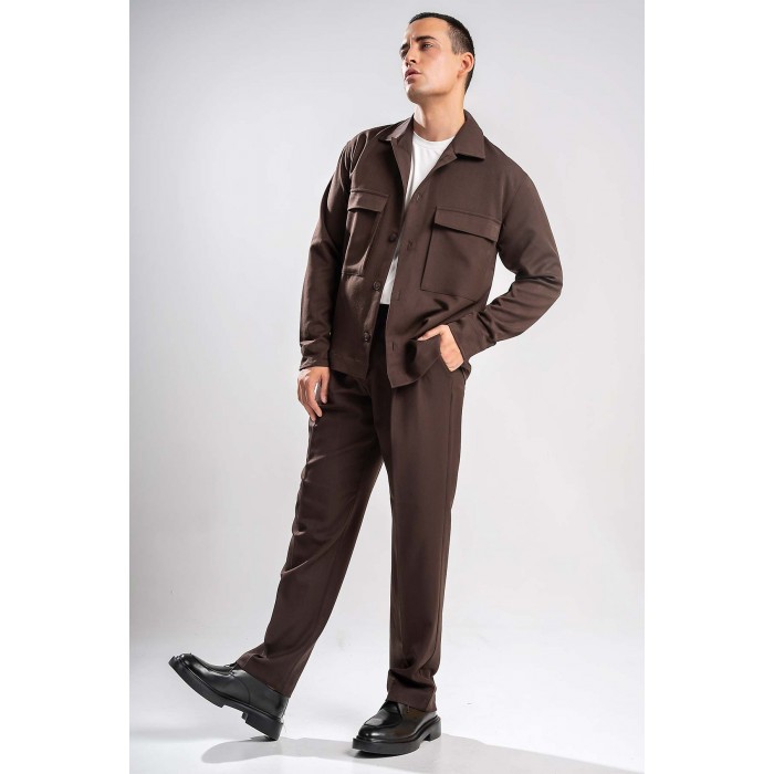 Πουκάμισο Overshirt Vittorio 300-2627-ESSENZA Brown Μακρυμάνικα Πουκάμισα