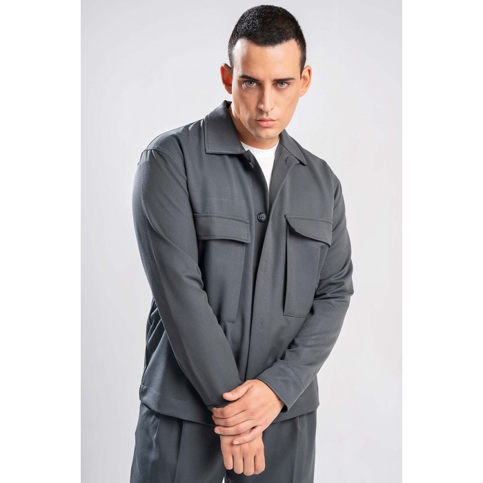 Πουκάμισο Overshirt Vittorio 300-2627-ESSENZA GREY Μακρυμάνικα Πουκάμισα