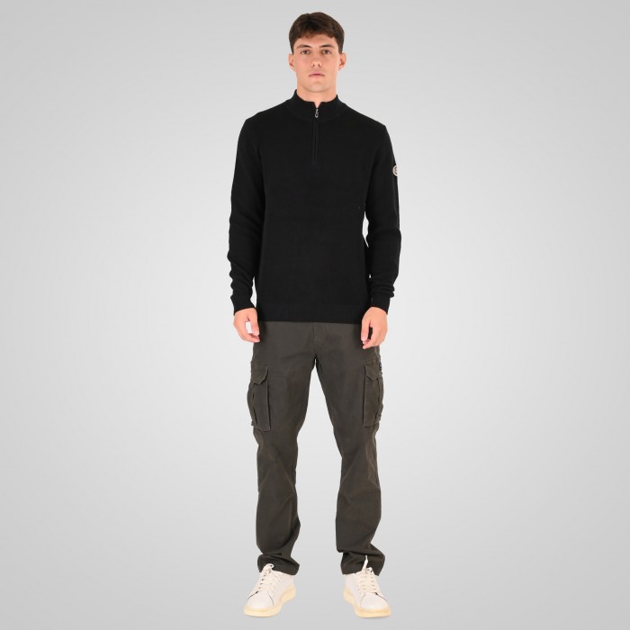 Πλεκτό Half Zip Rebase 262RKNIT-8054 Black Πλεκτά