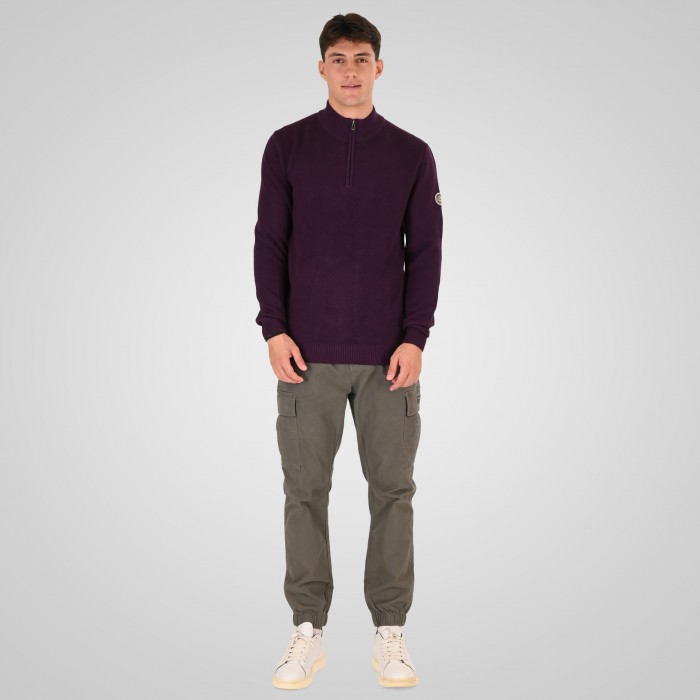 Πλεκτό Half Zip Rebase 262RKNIT-8054 Rasberry Πλεκτά