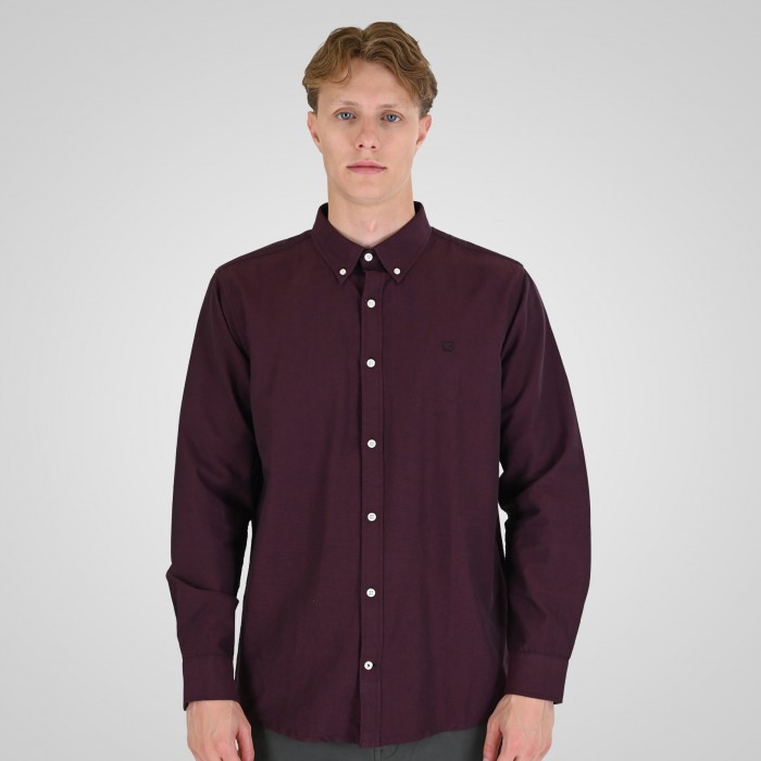 Πουκάμισο Rebase 262RGS-5205 Oxford Bordeaux Πουκάμισα