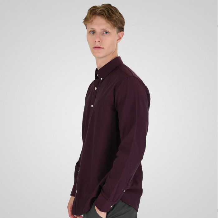 Πουκάμισο Rebase 262RGS-5205 Oxford Bordeaux Πουκάμισα
