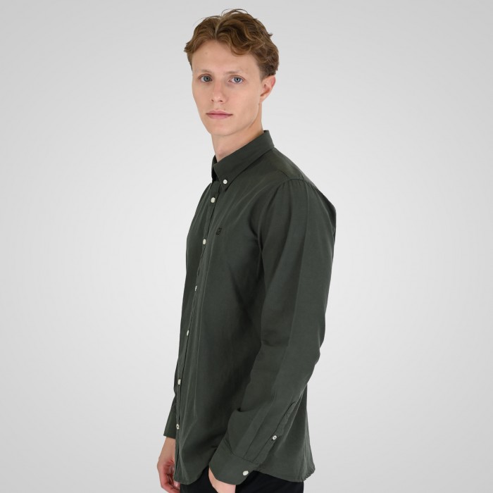 Πουκάμισο Rebase 262RGS-5205 Oxford Dark Khaki Πουκάμισα