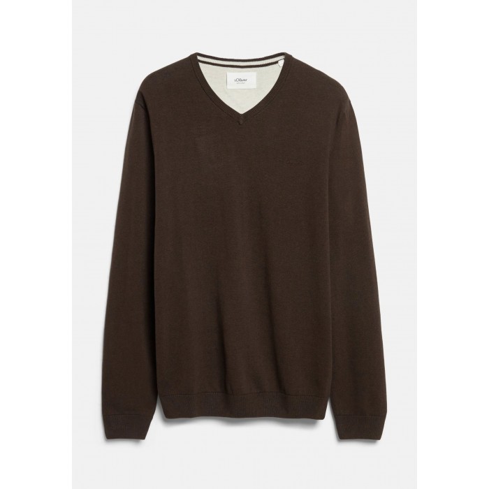 Πουλόβερ s.Oliver Basic V 2184549 89W0 DARK BROWN Πλεκτά