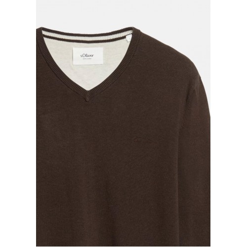 Πουλόβερ s.Oliver Basic V 2184549 89W0 DARK BROWN