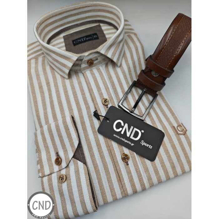 Πουκάμισο CND Sports 480-11 Beige Μακρυμάνικα Πουκάμισα