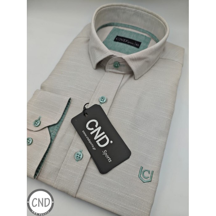 Πουκάμισο CND Sports 480-5 Beige Μακρυμάνικα Πουκάμισα