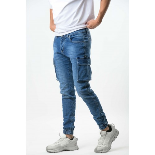 Παντελόνι Jean Cargo Λάστιχο Profil 820 Middle Blue Παντελόνι Jean Cargo Λάστιχο Profil 820 Middle Blue