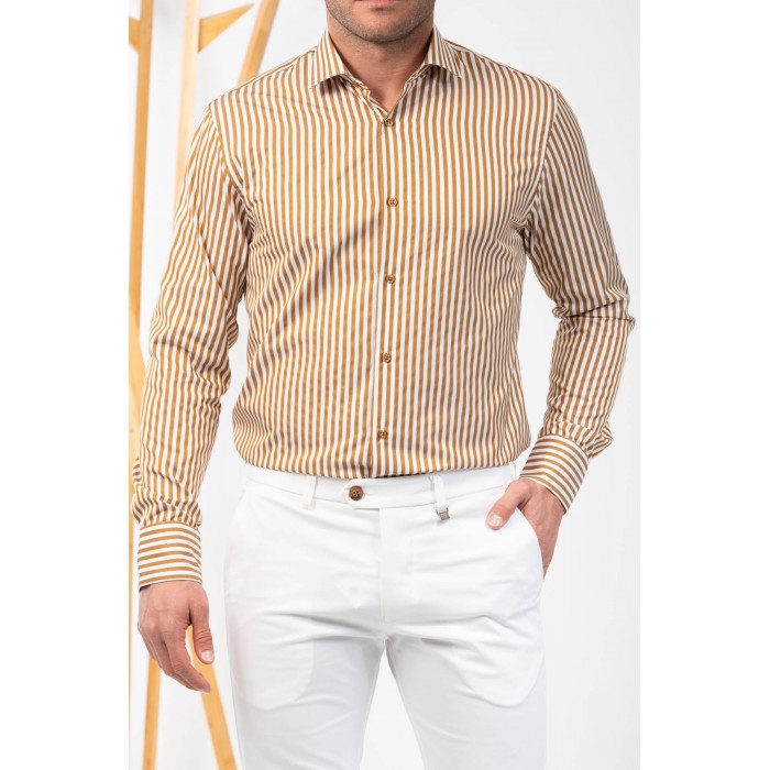 Πουκάμισο Vittorio 800-24-001 Beige Μακρυμάνικα Πουκάμισα