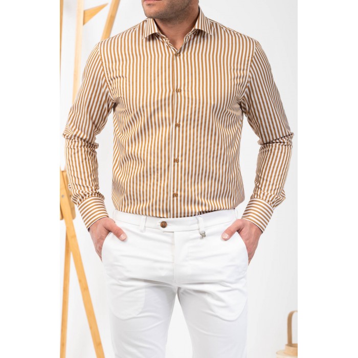 Πουκάμισο Vittorio 800-24-001 Beige Μακρυμάνικα Πουκάμισα