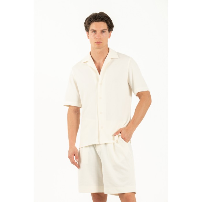 Πουκάμισο Overshirt Vittorio 800-25-BARENO Off White Μακρυμάνικα Πουκάμισα