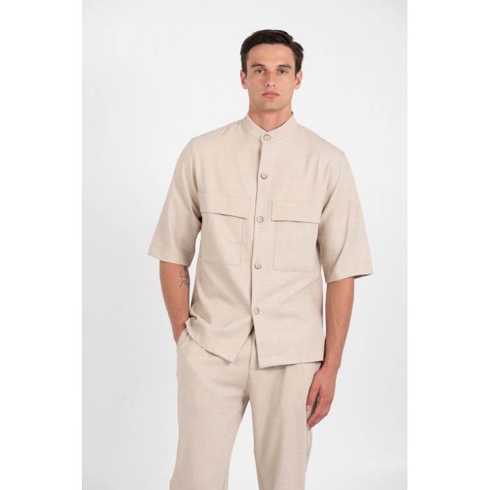 Πουκάμισο Overshirt Vittorio 300-25-BOSA Beige Μακρυμάνικα Πουκάμισα