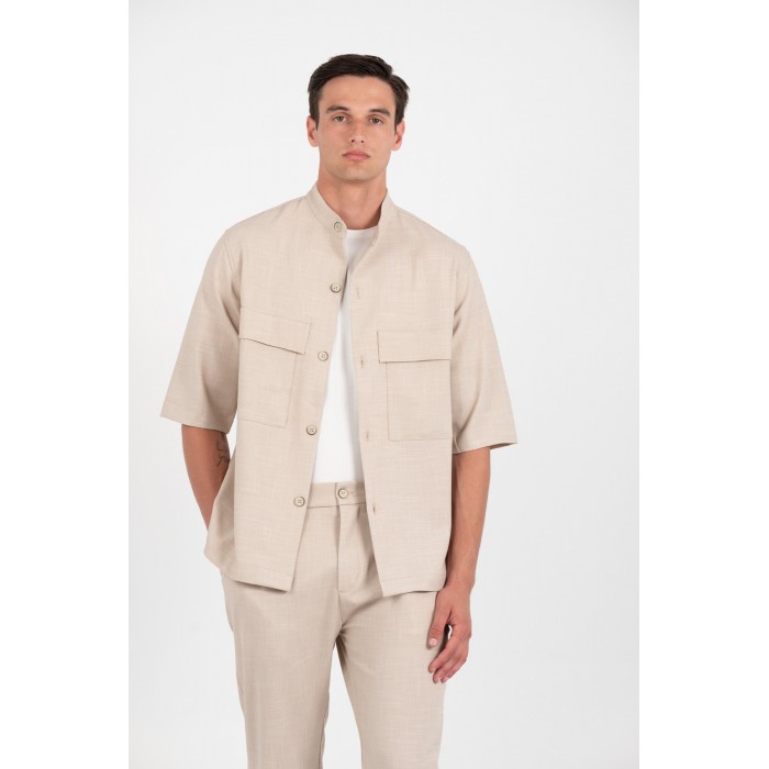 Πουκάμισο Overshirt Vittorio 300-25-BOSA Beige Μακρυμάνικα Πουκάμισα