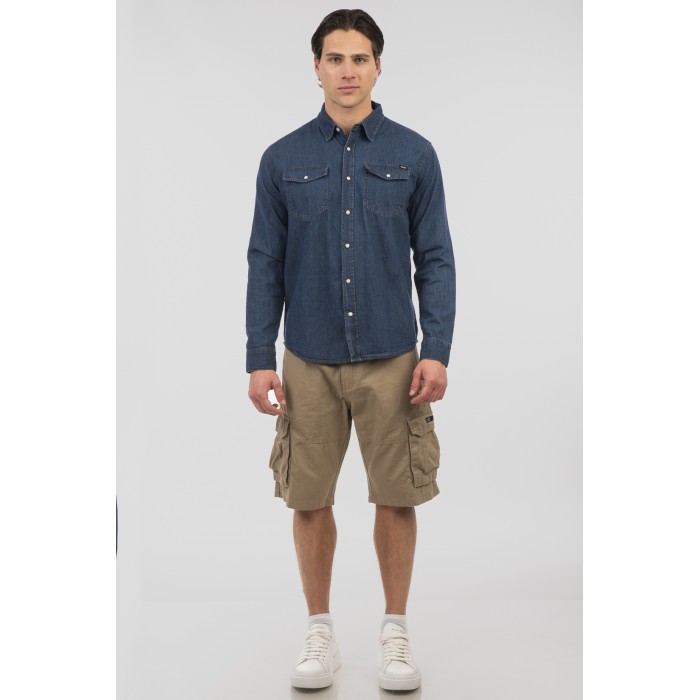 Πουκάμισο Jean Rebase 251RGS-5067 Middle Denim Blue Πουκάμισα