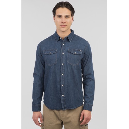 Πουκάμισο Jean Rebase 251RGS-5067 Middle Denim Blue
