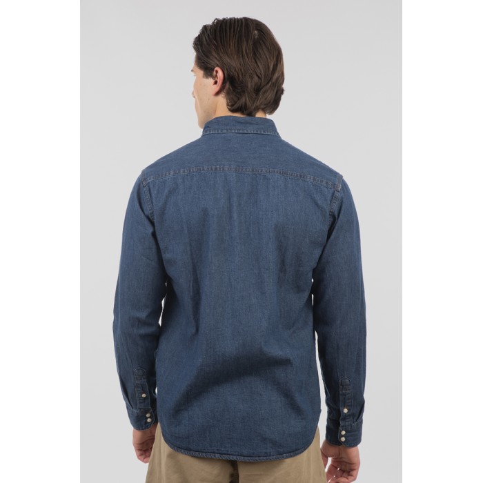 Πουκάμισο Jean Rebase 251RGS-5067 Middle Denim Blue Πουκάμισα