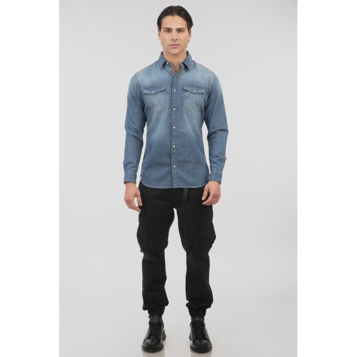 Πουκάμισο Jean Rebase 251RGS-5068 Light Denim Blue Πουκάμισα