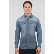 Πουκάμισο Jean Rebase 251RGS-5068 Light Denim Blue