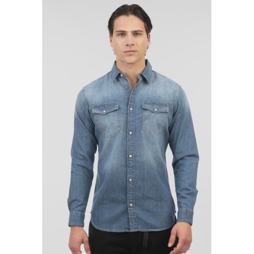 Πουκάμισο Jean Rebase 251RGS-5068 Light Denim Blue