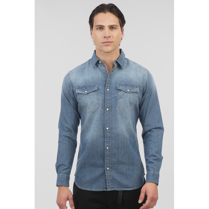Πουκάμισο Jean Rebase 251RGS-5068 Light Denim Blue Πουκάμισα
