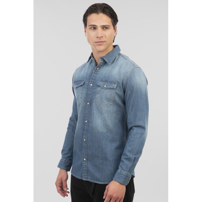 Πουκάμισο Jean Rebase 251RGS-5068 Light Denim Blue Πουκάμισα