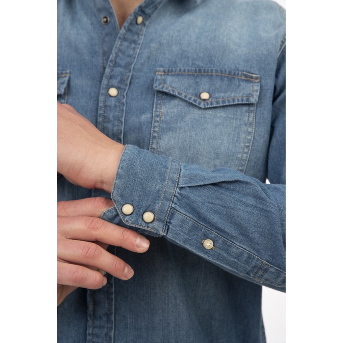 Πουκάμισο Jean Rebase 251RGS-5068 Light Denim Blue Πουκάμισα