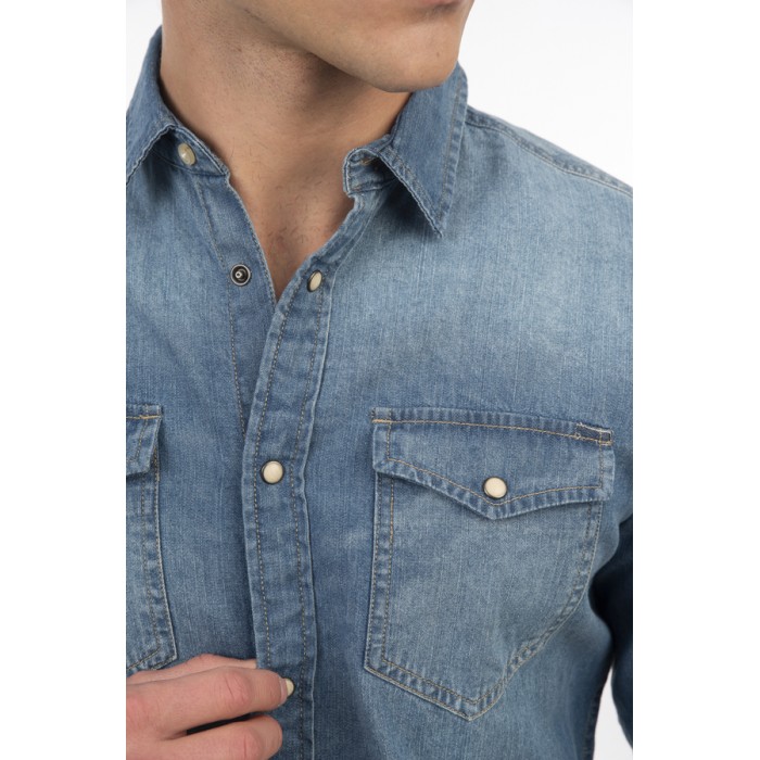 Πουκάμισο Jean Rebase 251RGS-5068 Light Denim Blue Πουκάμισα