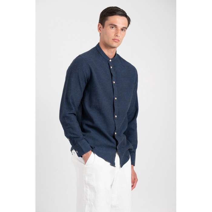 Πουκάμισο Μάο Vittorio 800-25-500 BLUE Μακρυμάνικα Πουκάμισα