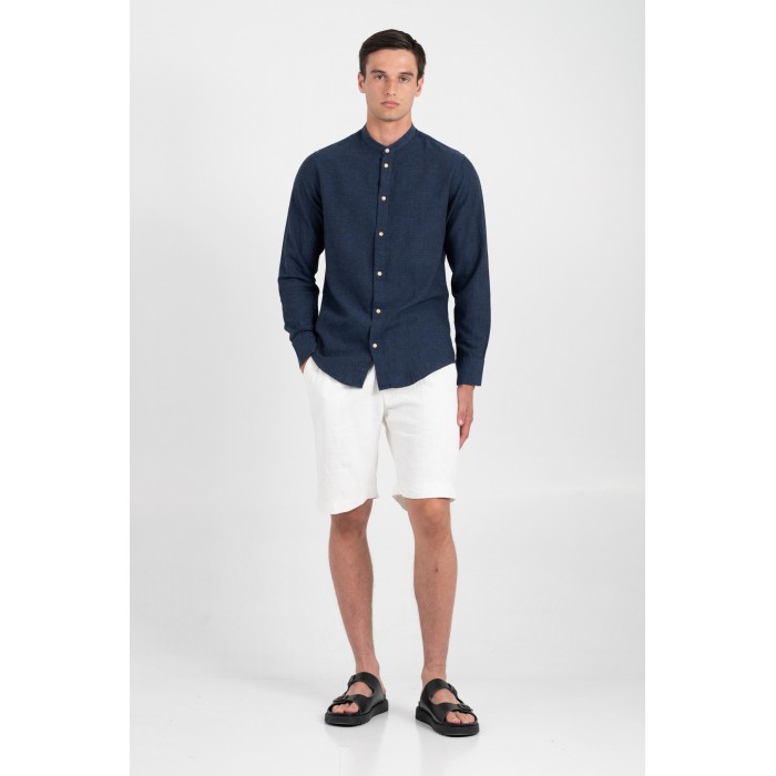 Πουκάμισο Μάο Vittorio 800-25-500 BLUE Μακρυμάνικα Πουκάμισα