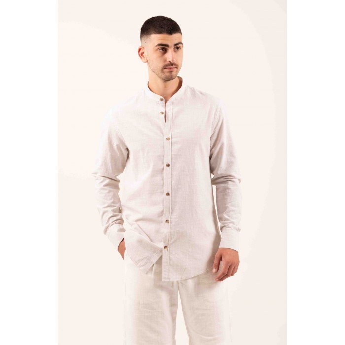 Πουκάμισο Μάο Vittorio 800-24-401 BEIGE Μακρυμάνικα Πουκάμισα