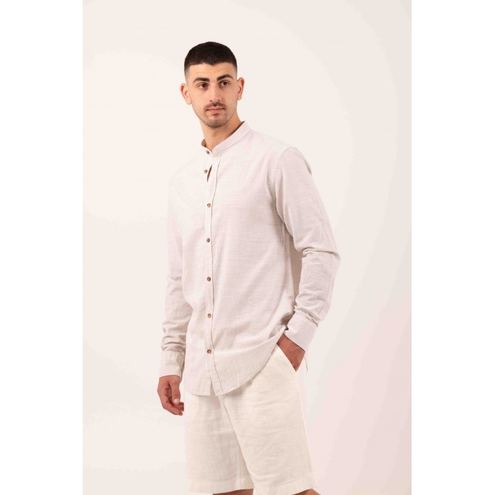 Πουκάμισο Μάο Vittorio 800-24-401 BEIGE Μακρυμάνικα Πουκάμισα