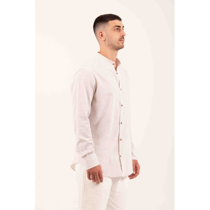 Πουκάμισο Μάο Vittorio 800-24-401 BEIGE Μακρυμάνικα Πουκάμισα