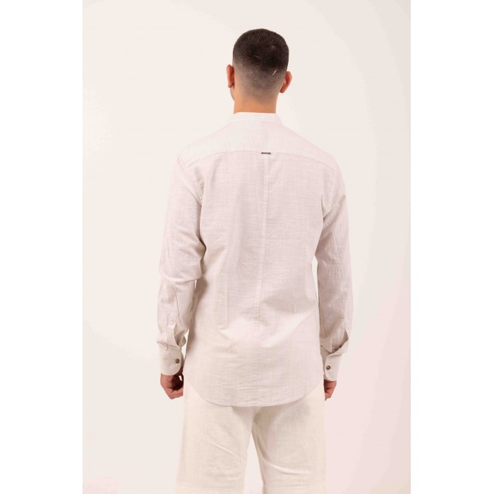 Πουκάμισο Μάο Vittorio 800-24-401 BEIGE Μακρυμάνικα Πουκάμισα