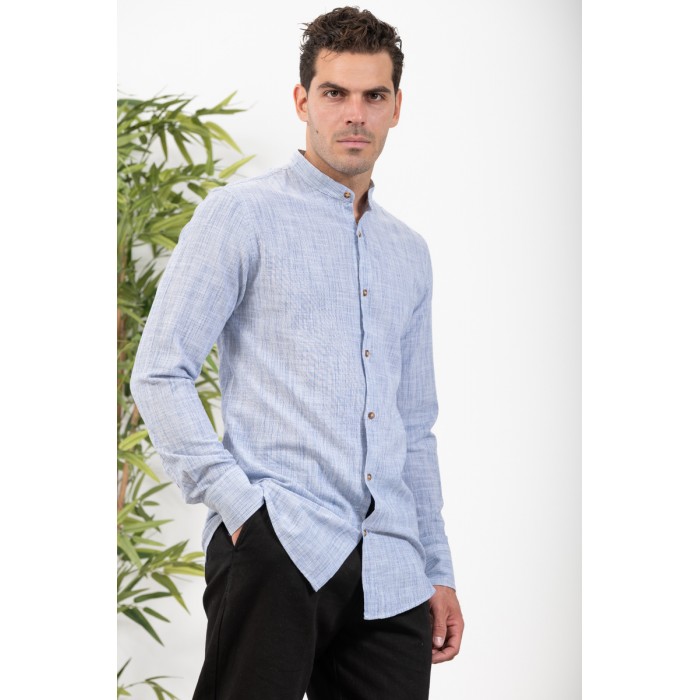 Πουκάμισο Μάο Vittorio 800-24-401 Blue Μακρυμάνικα Πουκάμισα