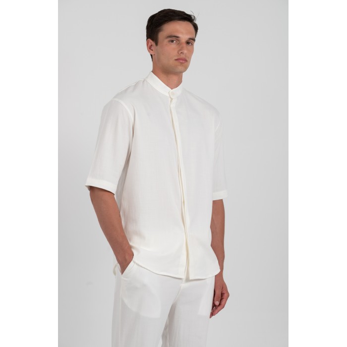 Πουκάμισο Overshirt Vittorio 300-25-Santo Off White Μακρυμάνικα Πουκάμισα