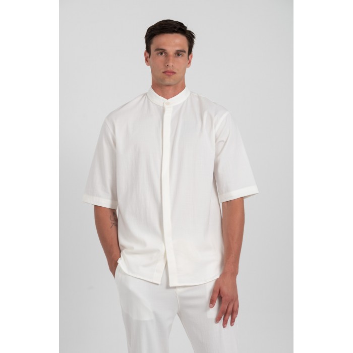Πουκάμισο Overshirt Vittorio 300-25-Santo Off White Μακρυμάνικα Πουκάμισα