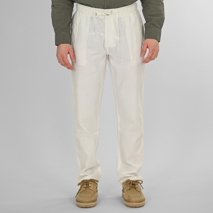 Παντελόνι Λινό Rebase 261.RCP-4090 Off White Παντελόνια