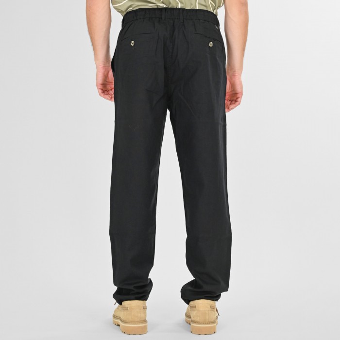 Παντελόνι Λινό Rebase 261.RCP-4090 Black Παντελόνια