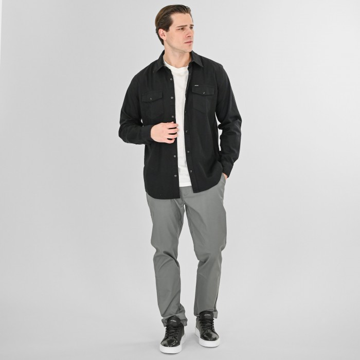 Πουκάμισο Jean Rebase 261-RGS-5109 Off Black Μακρυμάνικα Πουκάμισα