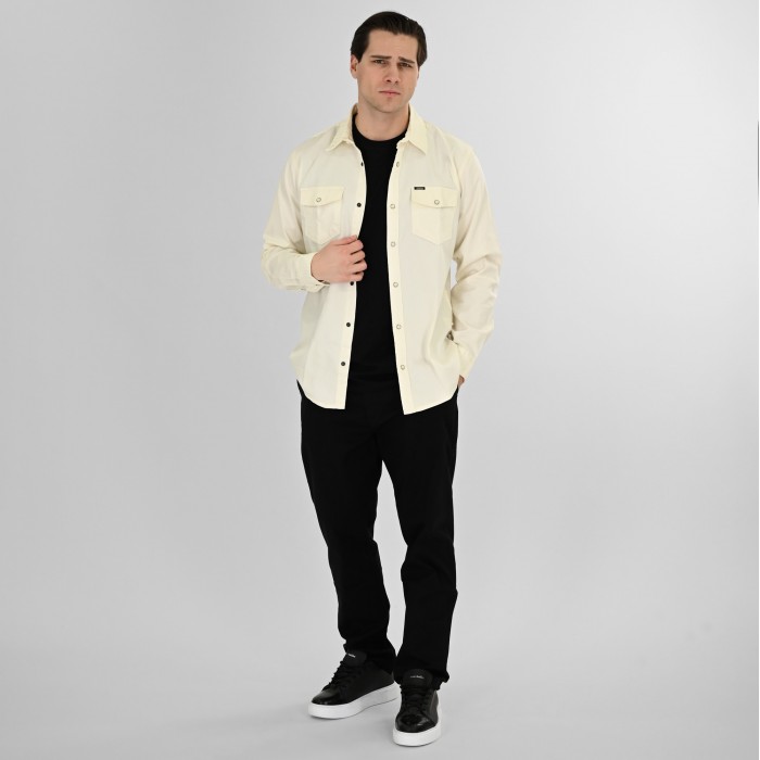 Πουκάμισο Jean Rebase 261-RGS-5109 Off White Μακρυμάνικα Πουκάμισα
