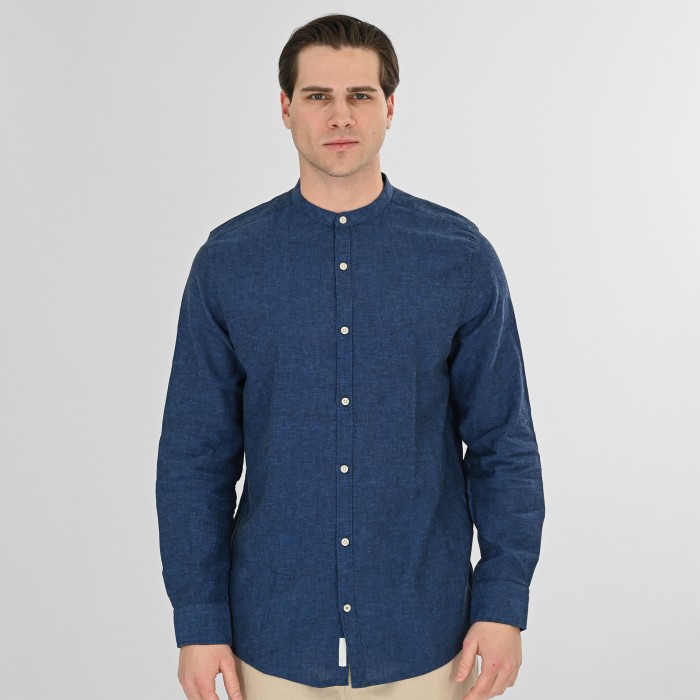 Πουκάμισο Μάο Rebase 261.RGS-5072B Indigo Blue Πουκάμισα