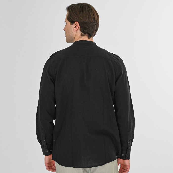 Πουκάμισο Μάο Rebase 261.RGS-5072 Black Πουκάμισα