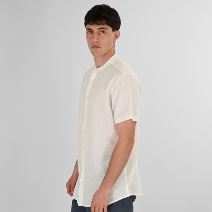 Πουκάμισο Μάο Rebase 261RGS-5177 Linen White Πουκάμισα