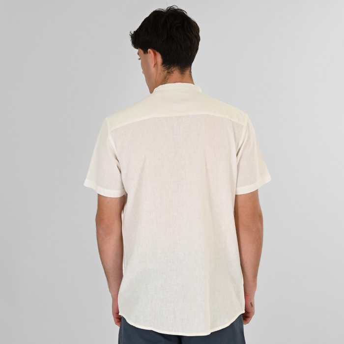 Πουκάμισο Μάο Rebase 261RGS-5177 Linen White Πουκάμισα