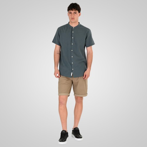 Πουκάμισο Μάο Rebase 261RGS-5177 Stone Blue Πουκάμισο Μάο Rebase 261RGS-5177 Stone Blue