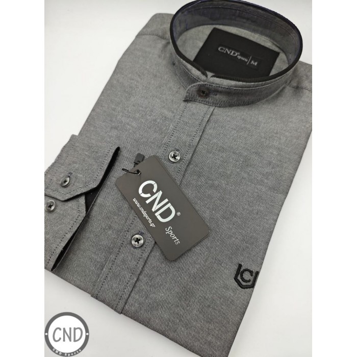 Πουκάμισο Μάο CND Sports 555-4 Grey Μακρυμάνικα Πουκάμισα
